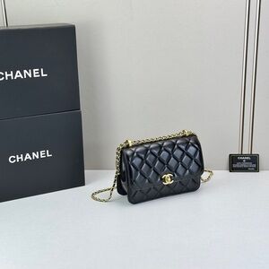 CHANEL Classic Black Crossbody Bag with Gold Chain